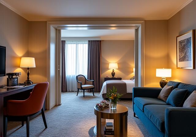 Geräumiger Wohnbereich der Junior Suite.